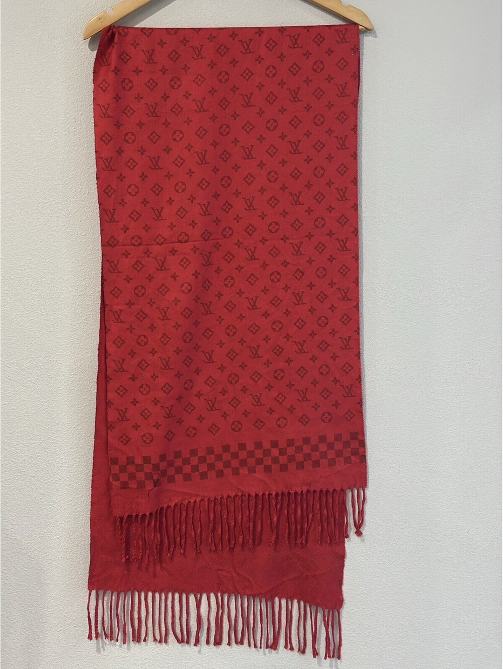 Monogram Scarf Cozy and Soft Beautiful Red Color Women's Scarf, No Tag